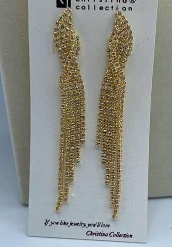 Twisted NWT Christina Collection long CZ  fringe. Waterfall earrings.