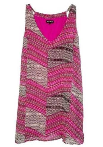 Sequin Hearts  Summer Dress Pink Black Mixed Print Sleeveless Casual Dress Small