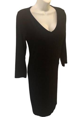 Eileen Fisher Jersey Black V Neck Viscose Stretch Fall Fashion Lunch 2 Date Nite