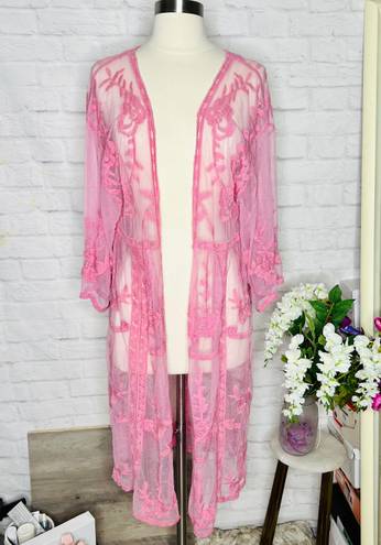 LC Lauren Conrad Lauren Conrad Pink Lace Kimono