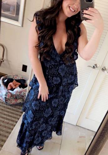 Lulus Navy And Black Lace Dress
