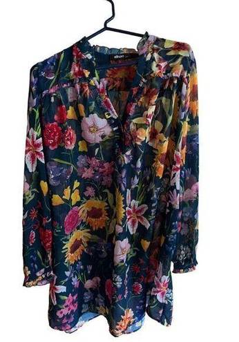 Eshakti  floral button front tunic women’s size Large-14