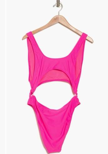 Good American NWT  Always Fits Cutout One-Piece Swimsuit Color: Knockoutpink001