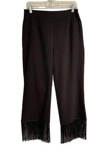 Lulus  Catch a Crutch black fringe crop womens pants L