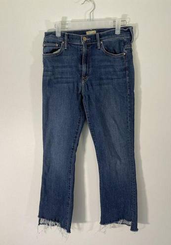 MOTHER Denim  The Insider Crop Step Fray In Girl Crush Blue Jeans Size 29