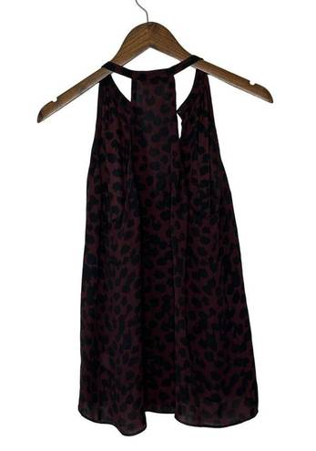 ALC Frank A.L.C. Size S 100% Silk Maroon and Black Halter Tank in Animal Print