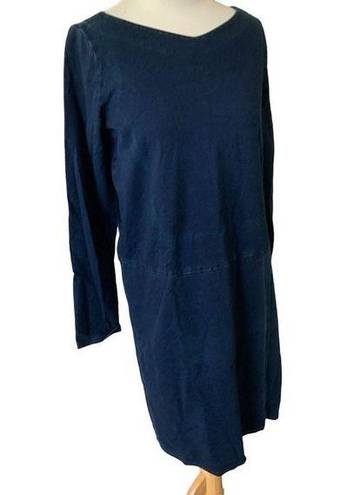 J.Jill  LADIES TALL LONG SLEEVE SOLID BLUE DENIM KNEE LENGTH DRESS NWT SMALL