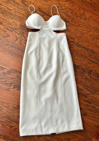 Daisy Misha  Solid White Cut Out Mid-Riff Bustier Midi Dress Size 8