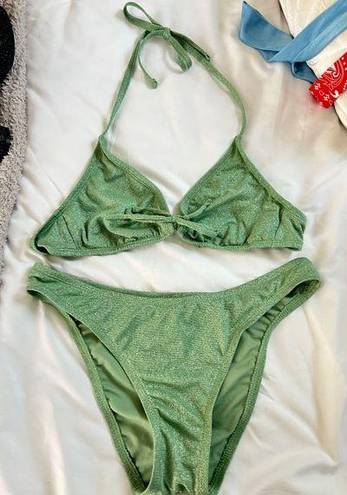 Green Sparkly Bikini Set Size M