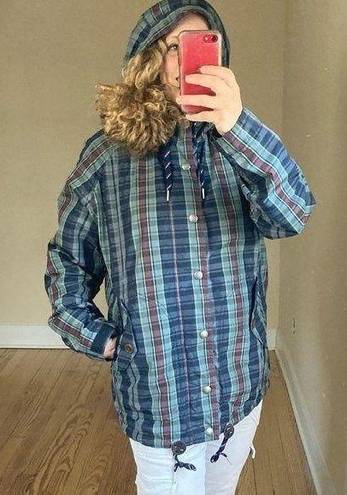 Tommy Hilfiger  plaid shell jacket hooded women's snowboarding performance small