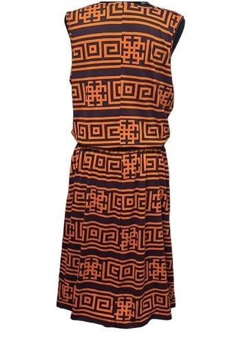 LuLaRoe  Summer Sleeveless Scoop Neck Dress Elastic Waist Orange Geometric Sz 2XL