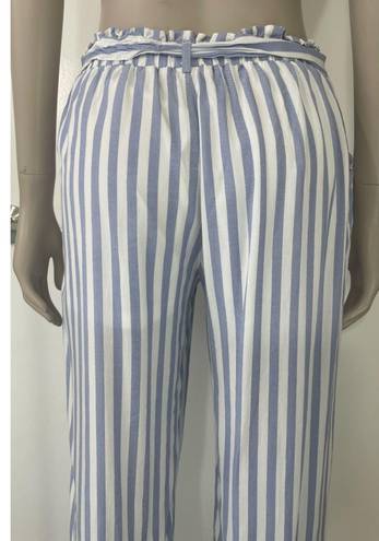 HYFVE HYFYVE White & Blue Striped High Waisted Casual Pants