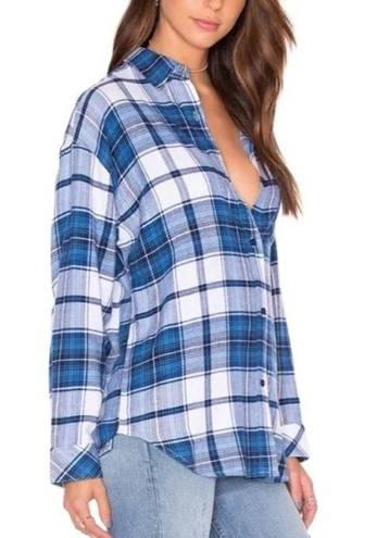 Rails  Women’s Jackson Plaid Shirt Button Front White Admiral Blue Size Small