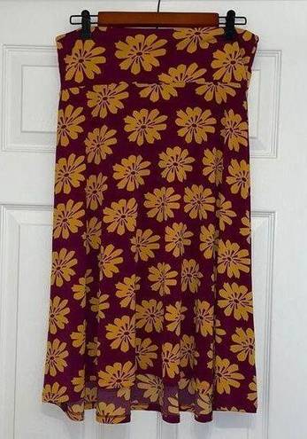 LuLaRoe  Purple & Gold Floral Azure A-line skirt