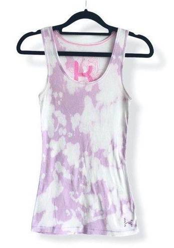 Kirra  Purple White Bleach Tie Dye Ribbed Tank Top M