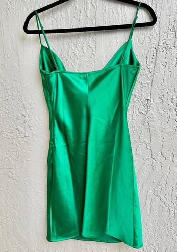 Meshki NWT  Tabitha Cowl Neck Satin Mini Slip Dress Emerald Green Women's Medium