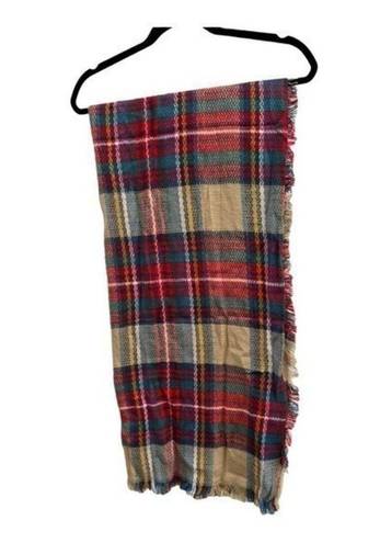 infinity Funky Monkey Women’s Plaid Fall Winter Blanket  Scarf‎ Wrap Tan Red New​