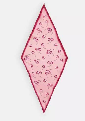 Coach Airbrushed Cherry Print Silk Diamond Scarf # CS694
