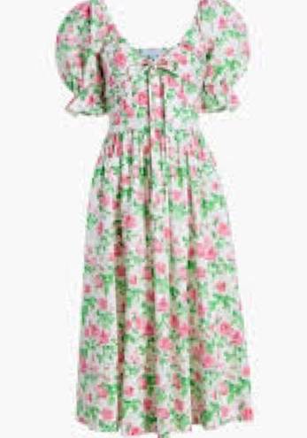 Hill House  The Ophelia Pink Rose Smocked Cottagecore Prairie Midi Dress Size S