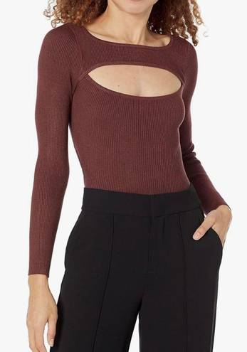 GUESS Women's Long Sleeve Liv Cut Out Rib Bodysuit