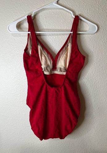 La Blanca Vintage |  red one piece textured swimsuit 6