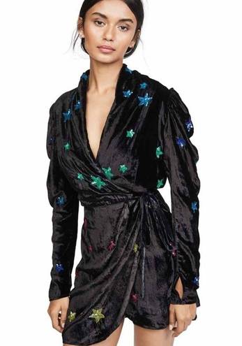 Rococo  Sand Velvet Star sequin faux wrap star dress