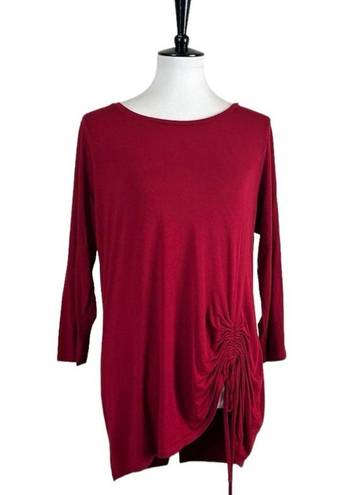 Westport  Tee Shirt Side Tie Scoop Neck 3/4 Sleeves Red Women’s Size Large