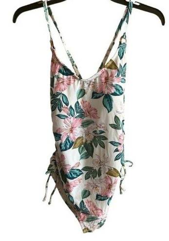 Beach Club Palisades  floral print side tie floral lined swimsuit size Medium