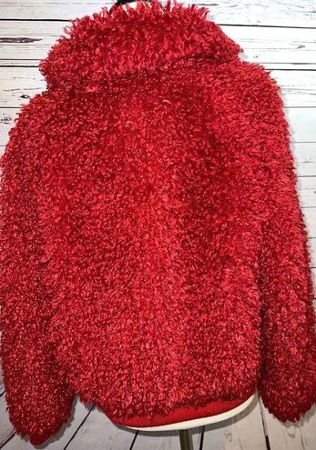 American Eagle  Outfitters Full Zip Jacket Small Lined Red Sherpa Bomber Teddy