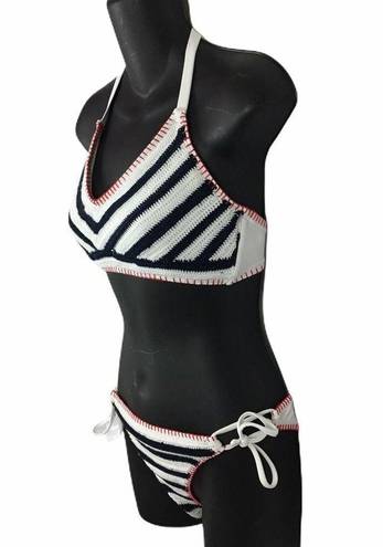 Xhilaration  Red White & Blue Crochet Bikini Set