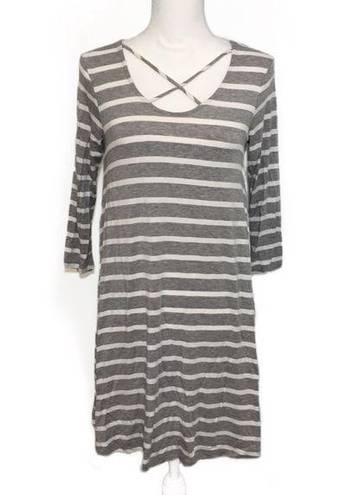 PaperMoon New Heather Gray White Striped Strappy Loose Dress