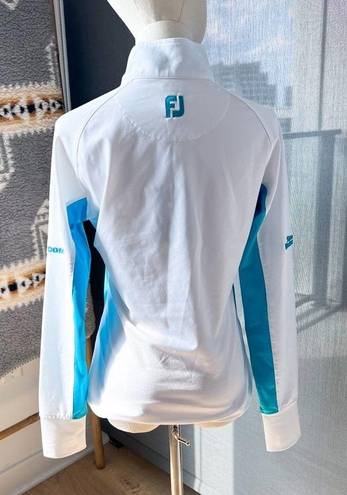 FootJoy  Sport Mid Later White Aqua 1/2 Zip Pullover Top Women’s Small