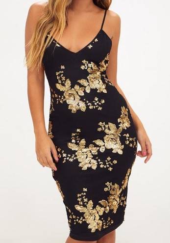 Pretty Little Thing Midi Black/Gold Sequin Dress Black - $29 (25% Off  Retail) - From Stasy