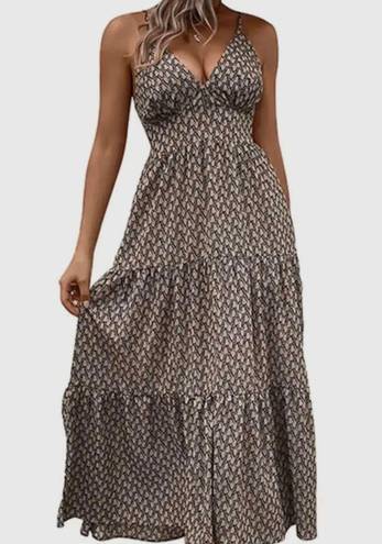 Hanging strap printed dress Multiple Size XL