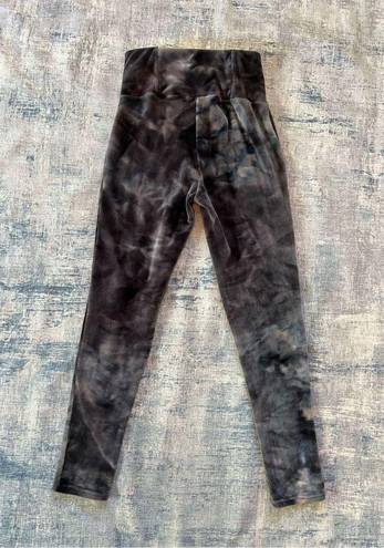 Roma Concept  Gray Tan Blue Tie Dye Velour Leggings Medium