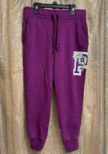 PINK - Victoria's Secret  Purple Floral Fleece Everyday Lounge Jogger Small