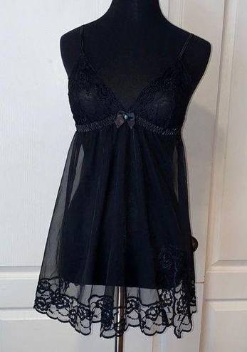 Frederick's of Hollywood VTG SEXY  BLACK LACE TEDDY LINGERIE SLIP