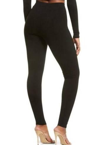 Naked Wardrobe NEW  Black Ribbed Front Zip Full 7/8 Leggings S