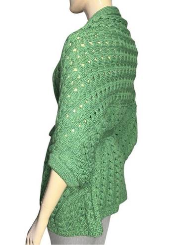 Blarney Woolen Mills One Size Green Chunky Merino Wool Wrap Sweater Poncho