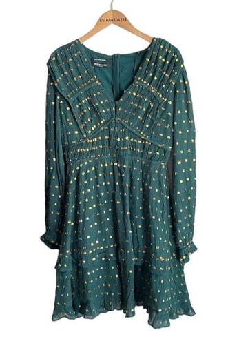 Scotch & Soda Ruffled Long Sleeved Jacquard Mini Dress