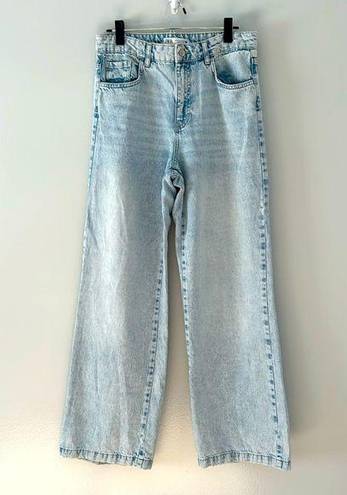 ZARA  High Rise Wide Leg Lightwash Size 6 Jeans 100% Cotton