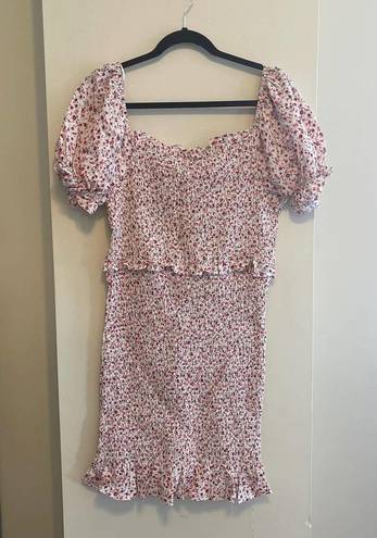 Sweet Rain  Pink Floral Smocked Puff Sleeve Dress Size XL