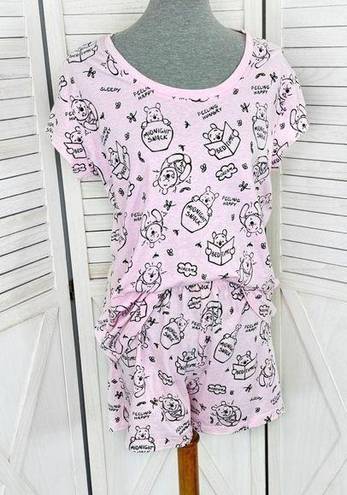 Disney  Winnie The Pooh Pajama Sleep Set Tee Shorts Pink Medium