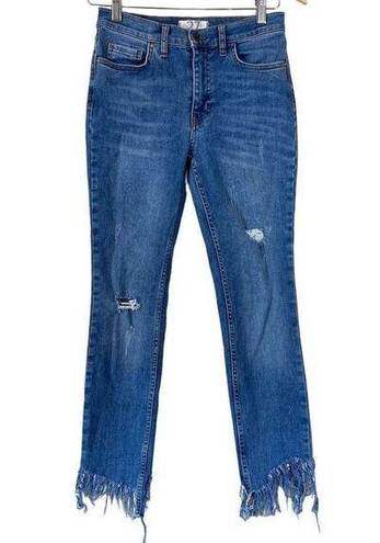 Free People  We The Free Great Heights Frayed Hem Ankle Cropped Skinny Jeans
