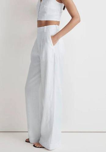 Madewell  The Harlow Wide-Leg Pant in 100% Linen in White NWT