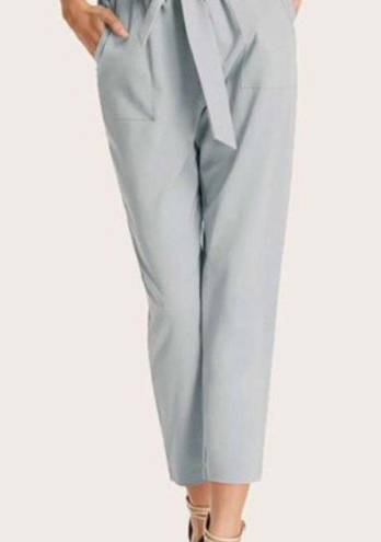 Apana  Putty Grey Paperbag High Waist Belted Pants