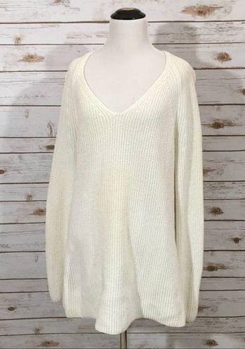 Lou & grey  Chunky Knit V Neck Sweater - Cream - Medium