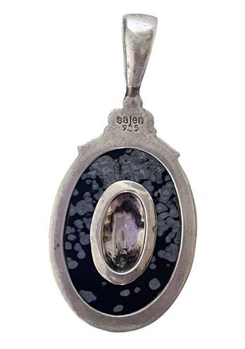 Onyx 925 Silver Sajen Goddess Face Mother of Pearl PENDANT Black Obsidian  Gems