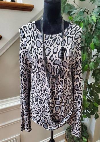 Est. 1946  Snake Print Gray Rayon Round Neck Long Sleeve Pullover Sweater 20W