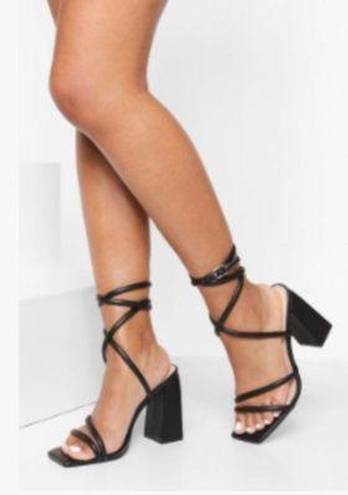 Boohoo  Block Heel Square Toe Strappy Heels